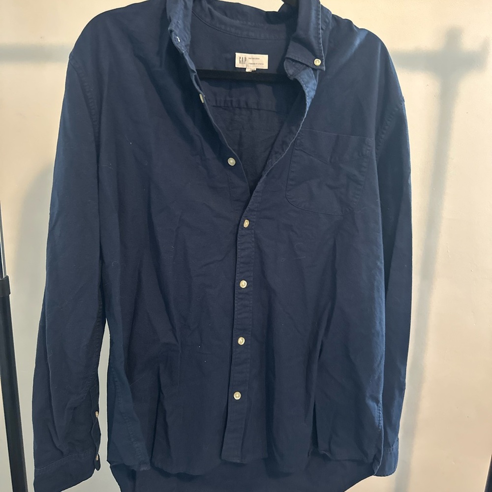GAP Men's Deep Blue Casual Button Down Shirt